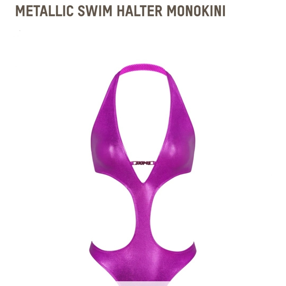 Skims mettalic swim dragon fruit monokini